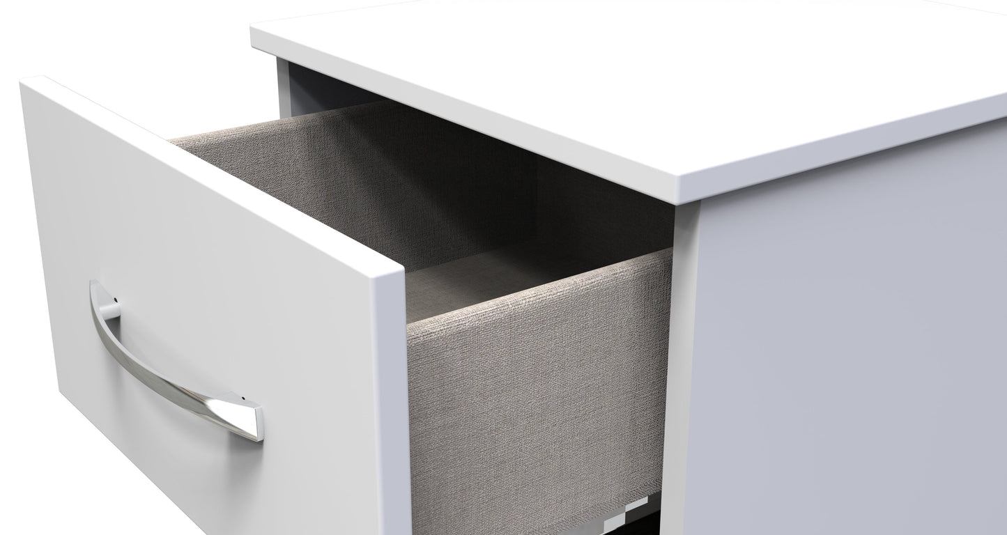 Avon Bedside Table White 2 Drawers 51cm