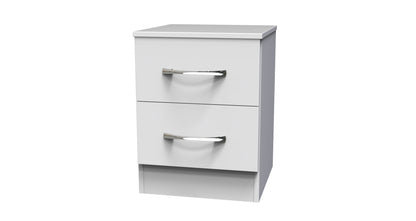 Avon Bedside Table White 2 Drawers 51cm