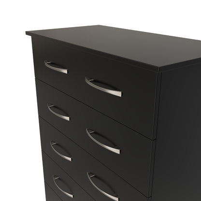 Avon Tall Chest of Drawers Black 5 Drawers 108cm