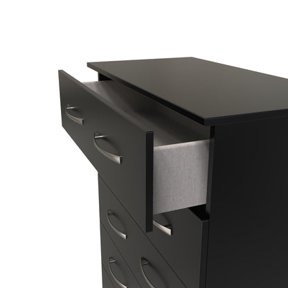 Avon Tall Chest of Drawers Black 5 Drawers 108cm