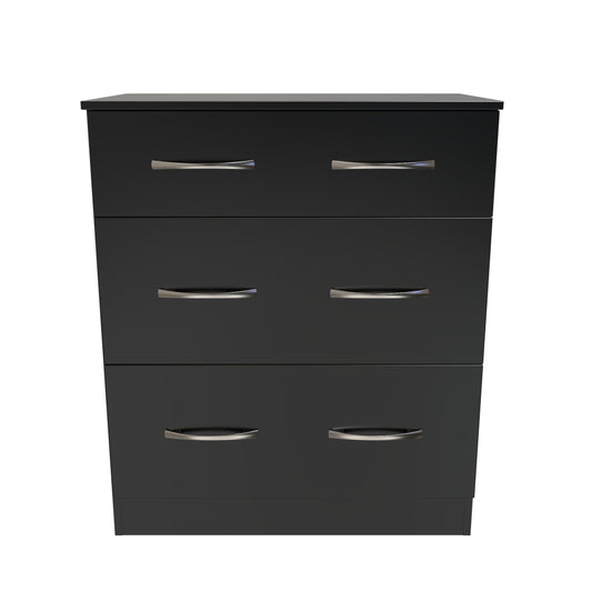 Avon Chest of Drawers Black 3 Drawers 39cm
