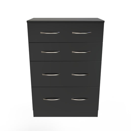 Avon Tall Chest of Drawers Black 4 Drawers 108cm