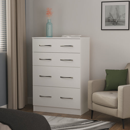 Avon Tall Chest of Drawers White 4 Drawers 108cm