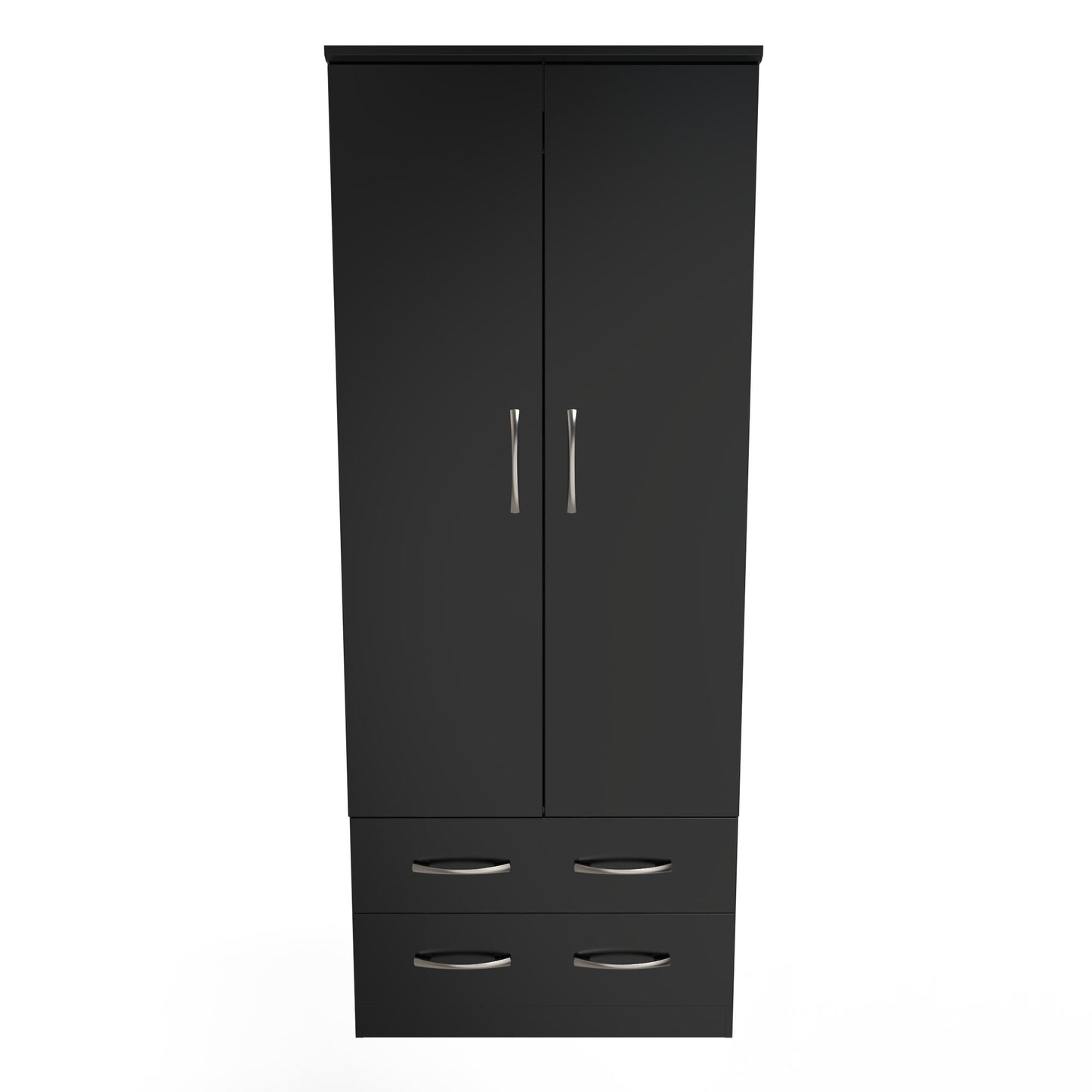 Avon Tall Wardrobe Black 2 Doors 2 Drawers 182cm