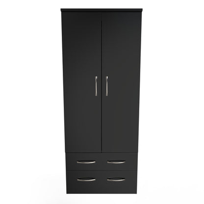 Avon Tall Wardrobe Black 2 Doors 2 Drawers 182cm