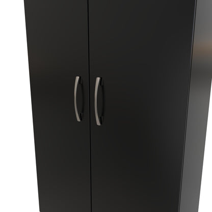 Avon Tall Wardrobe Black 2 Doors 2 Drawers 182cm