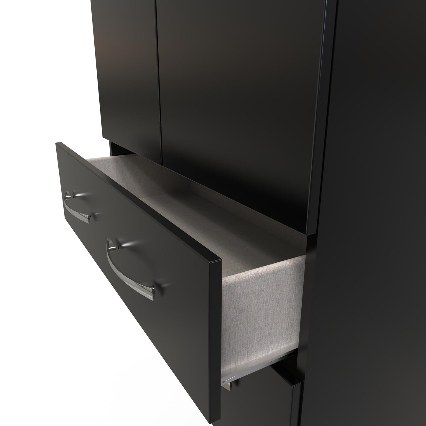 Avon Tall Wardrobe Black 2 Doors 2 Drawers 182cm