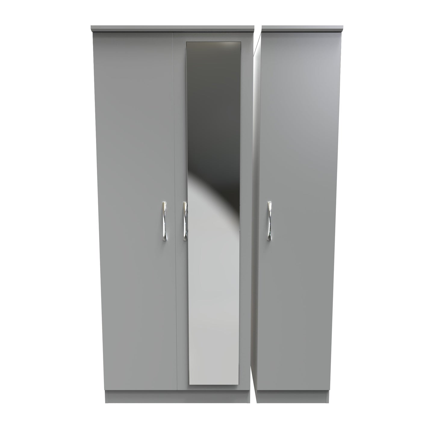 Avon Tall Mirror Wardrobe Grey 2 Doors 2 Shelves 182cm