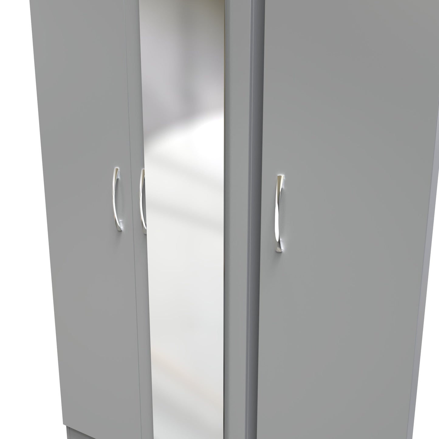 Avon Tall Mirror Wardrobe Grey 2 Doors 2 Shelves 182cm