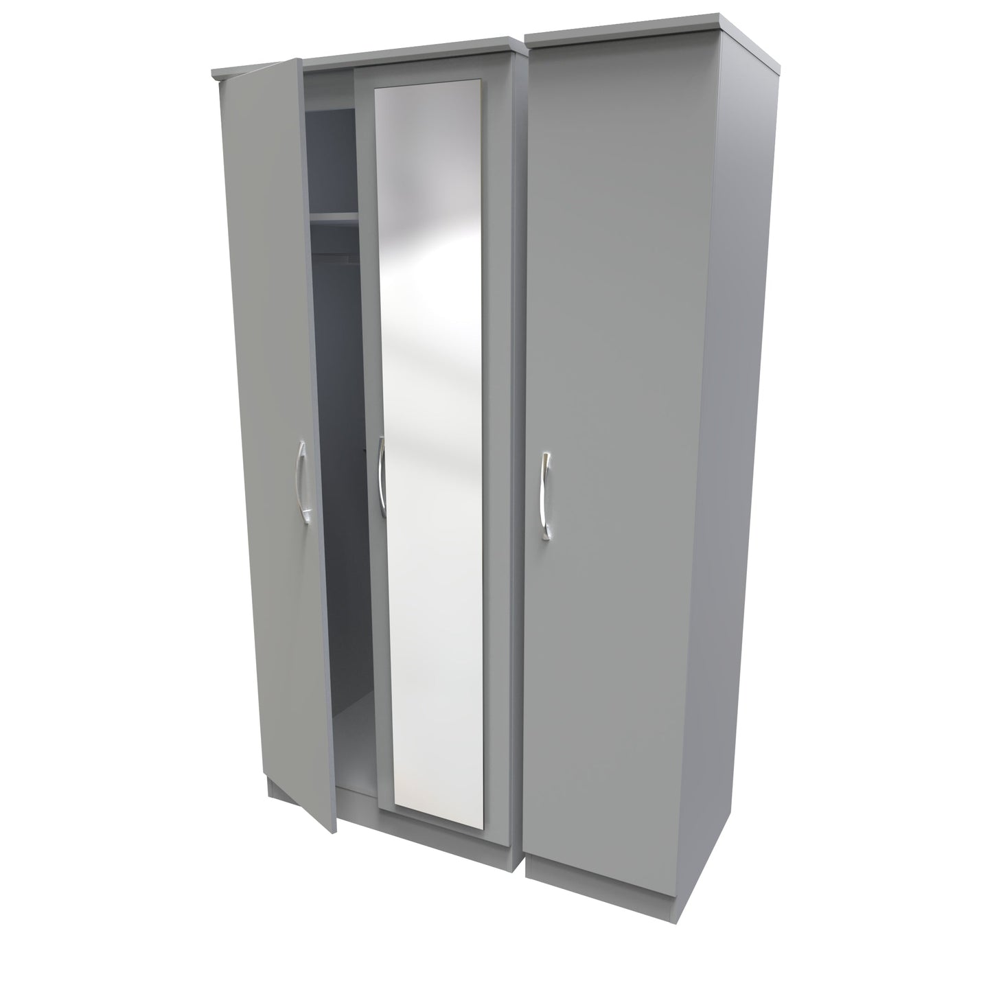 Avon Tall Mirror Wardrobe Grey 2 Doors 2 Shelves 182cm