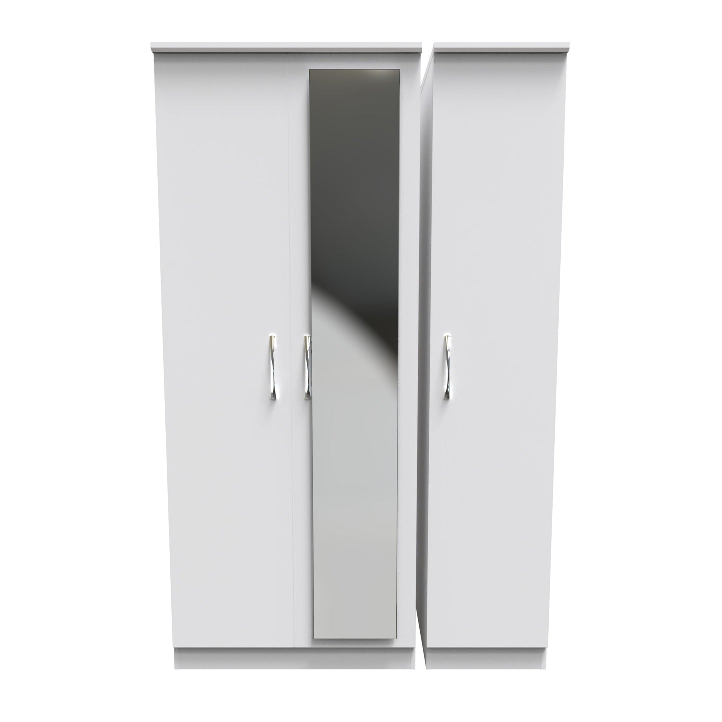 Avon Tall Mirror Wardrobe White 2 Doors 2 Shelves 182cm