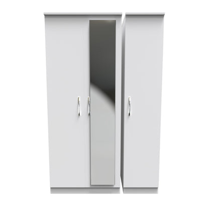 Avon Tall Mirror Wardrobe White 2 Doors 2 Shelves 182cm