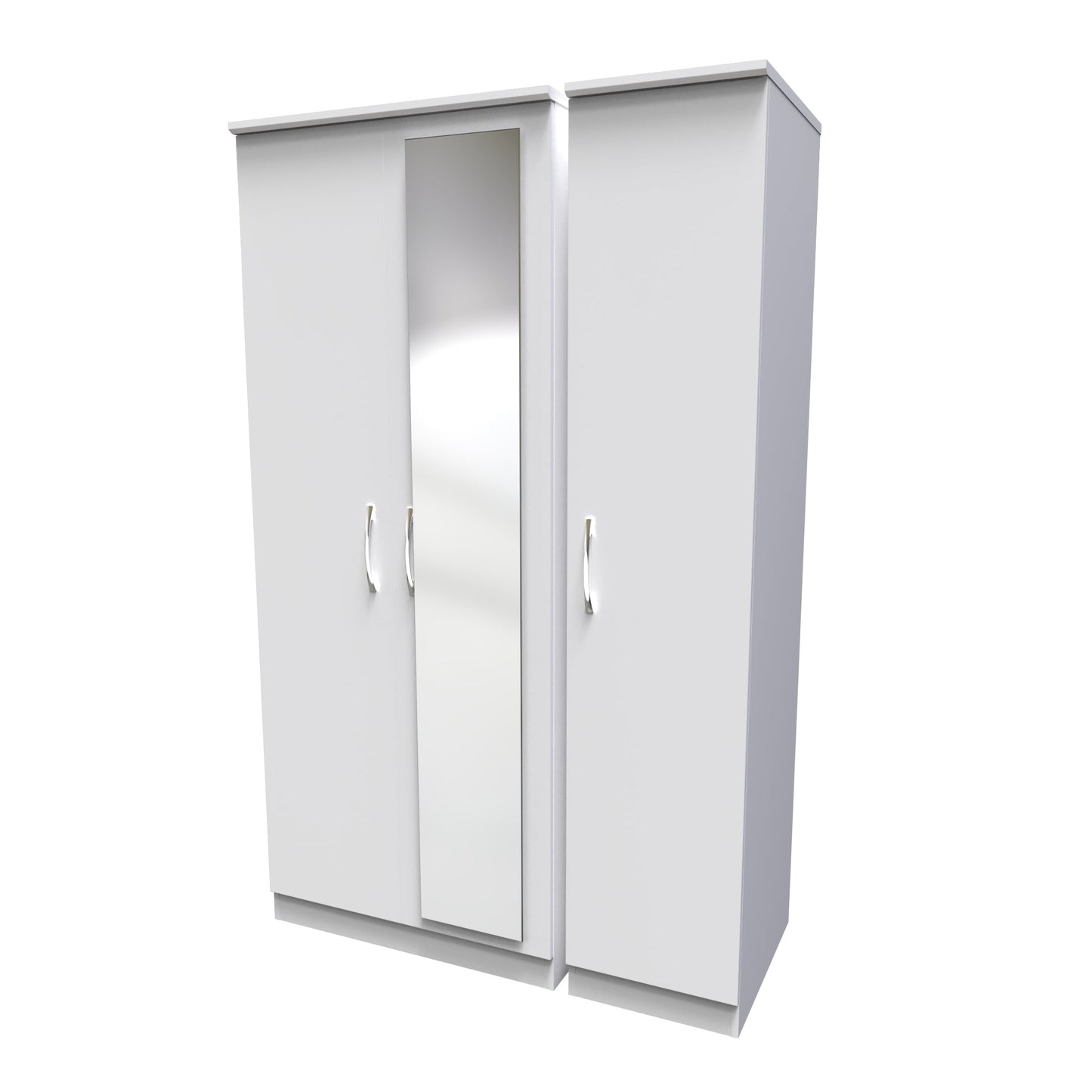 Avon Tall Mirror Wardrobe White 2 Doors 2 Shelves 182cm