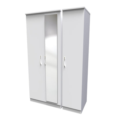 Avon Tall Mirror Wardrobe White 2 Doors 2 Shelves 182cm