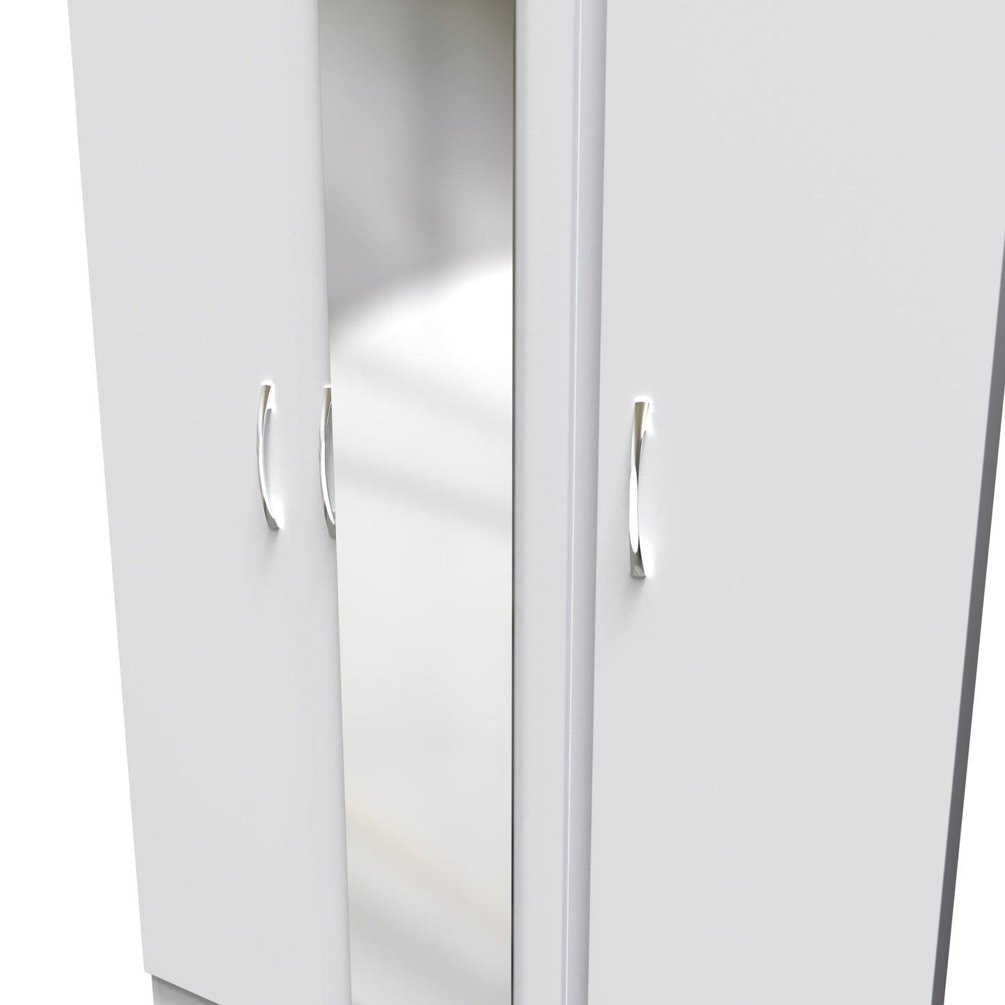 Avon Tall Mirror Wardrobe White 2 Doors 2 Shelves 182cm