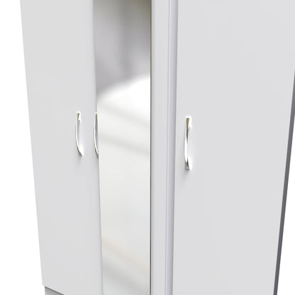 Avon Tall Mirror Wardrobe White 2 Doors 2 Shelves 182cm