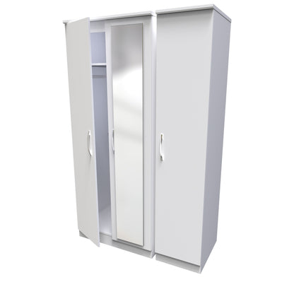 Avon Tall Mirror Wardrobe White 2 Doors 2 Shelves 182cm