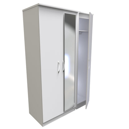 Avon Tall Mirror Wardrobe White 2 Doors 2 Shelves 182cm