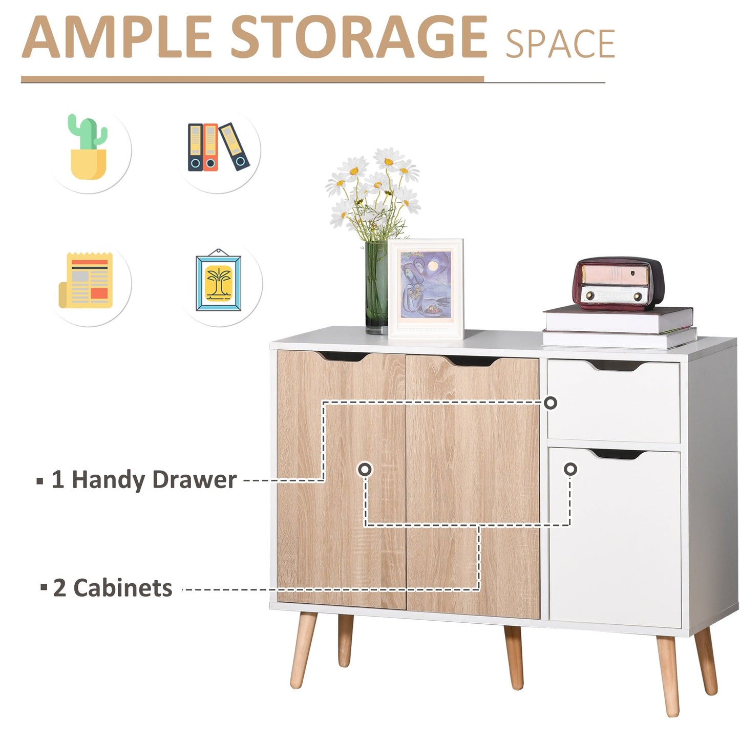 Sideboard Floor Standing Storage Cabinet with Drawer for Bedroom