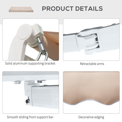 Outsunny 4X2.5M Manual Awning Window Door Sun Weather Shade With Handle Beige