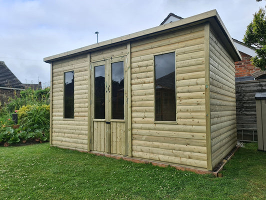 Bakewell Garden Summerhouse 3.6M wide x 3M deep Pent Roof by Churnet Valley - BAKE12X10