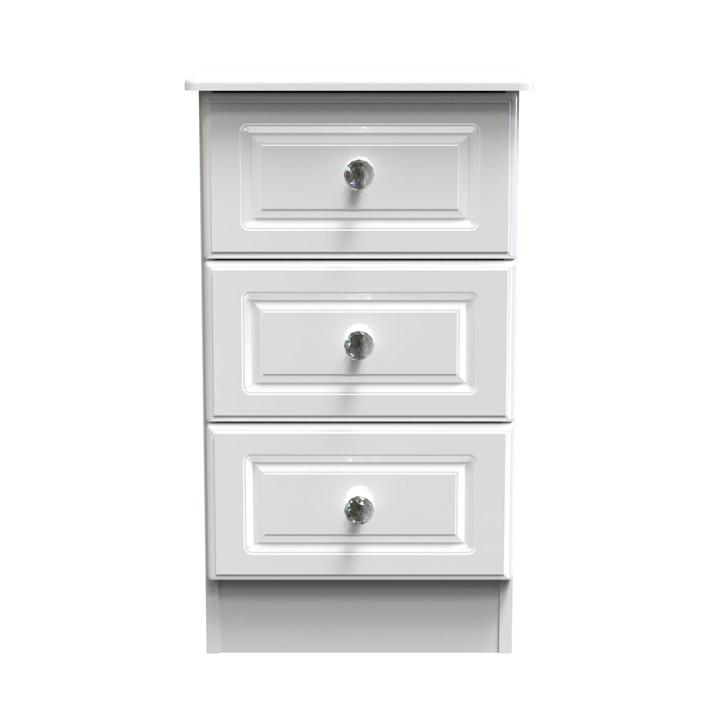 Balmoral Bedside Table White 3 Drawers 70cm