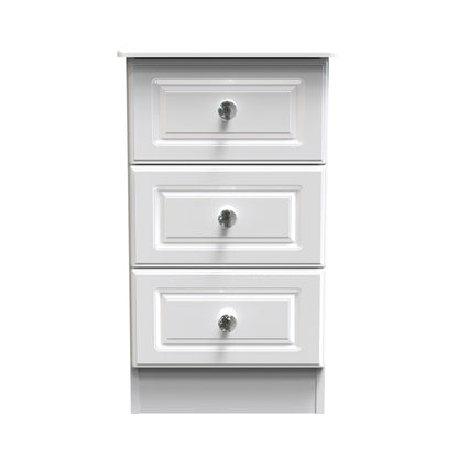 Balmoral Bedside Table White 3 Drawers 70cm