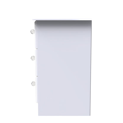 Balmoral Bedside Table White 3 Drawers 70cm