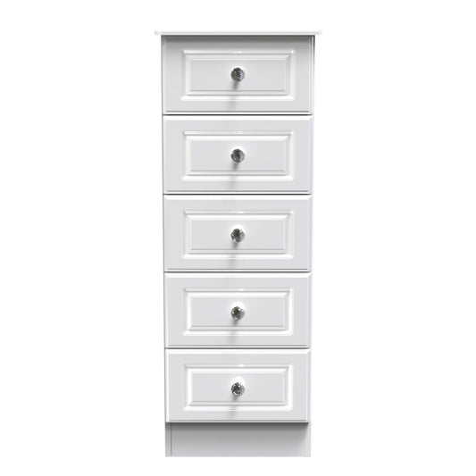 Balmoral Tall Tallboy White 5 Drawers 108cm