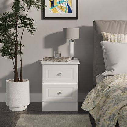 Balmoral Bedside Table White 2 Drawers 51cm