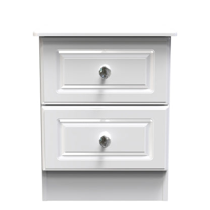 Balmoral Bedside Table White 2 Drawers 51cm