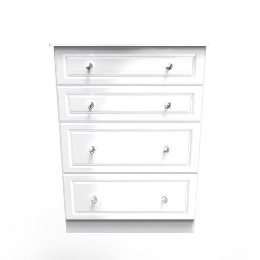 Balmoral Tall Chest of Drawers White 4 Drawers 108cm
