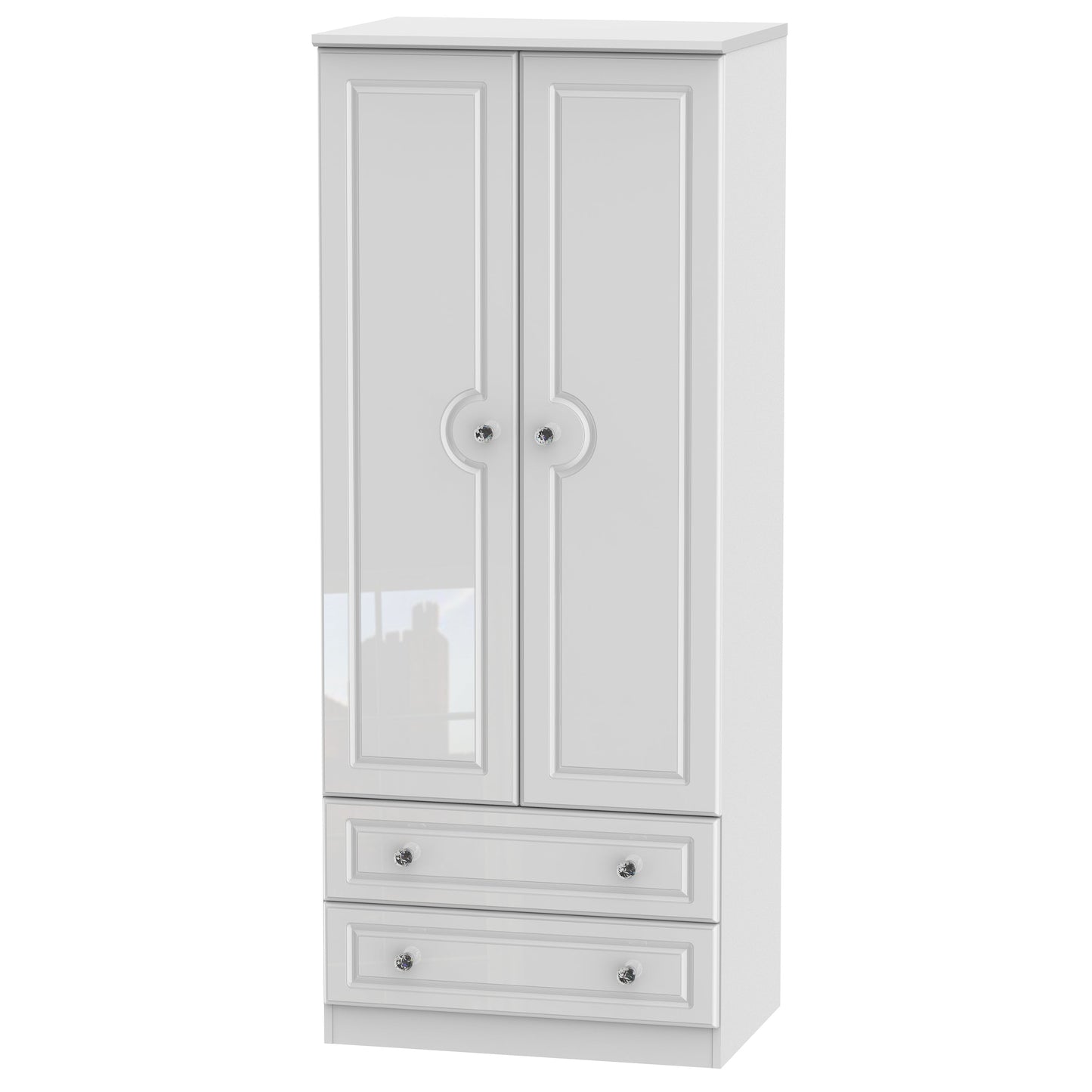 Balmoral Tall Wardrobe White 2 Doors 2 Drawers 182cm