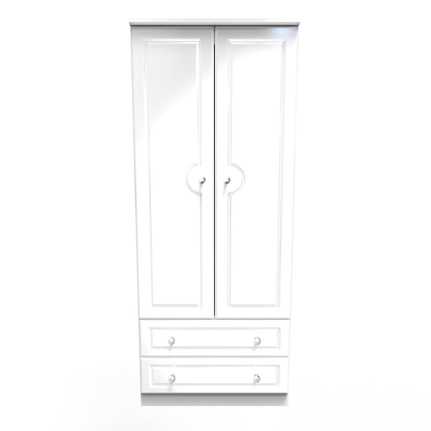 Balmoral Tall Wardrobe White 2 Doors 2 Drawers 182cm