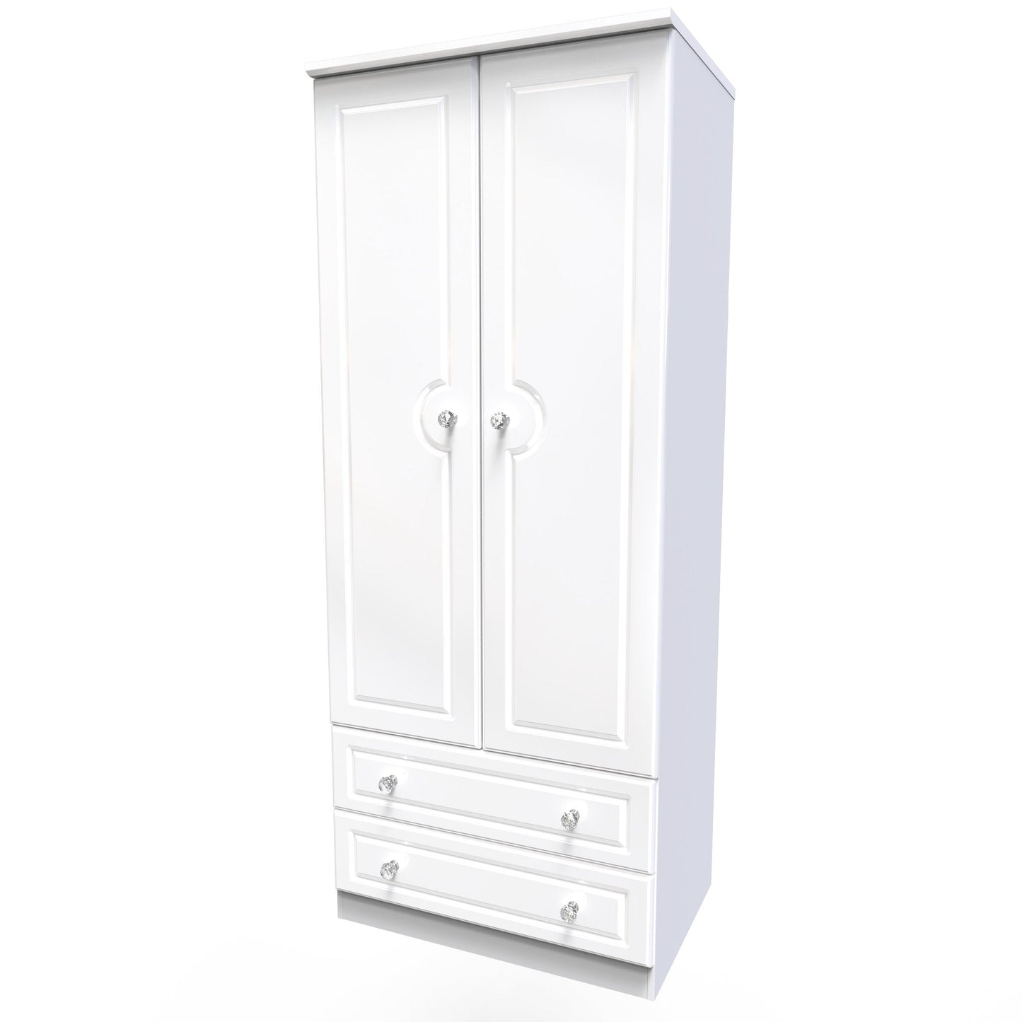 Balmoral Tall Wardrobe White 2 Doors 2 Drawers 182cm