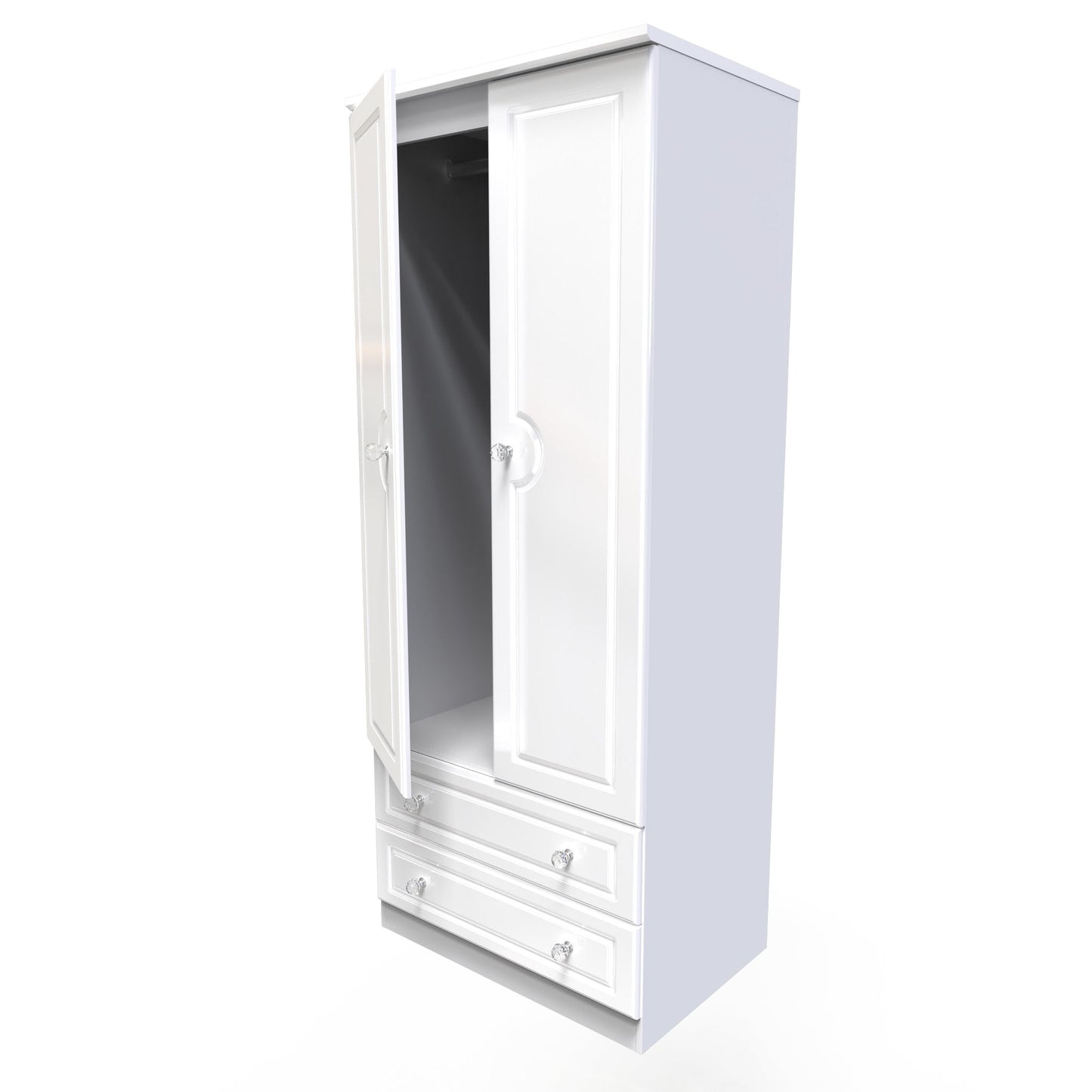 Balmoral Tall Wardrobe White 2 Doors 2 Drawers 182cm