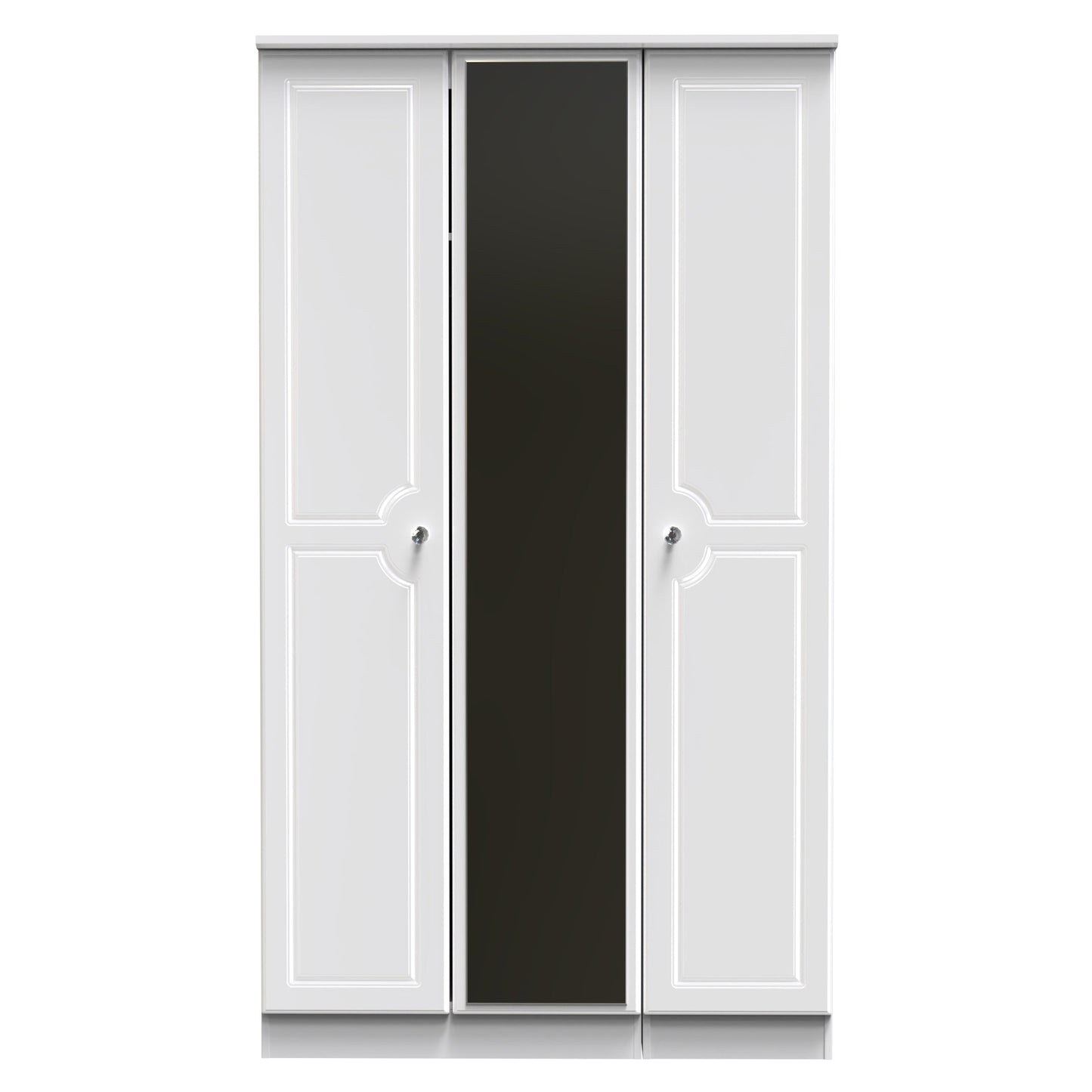 Balmoral Tall Mirror Wardrobe White 3 Doors 2 Shelves 182cm