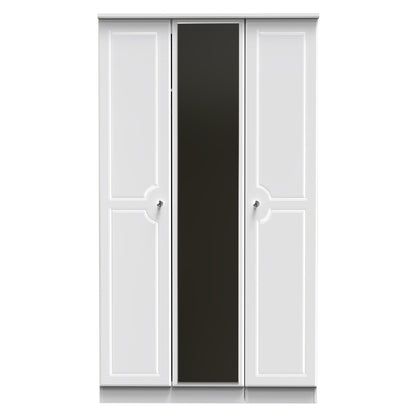 Balmoral Tall Mirror Wardrobe White 3 Doors 2 Shelves 182cm