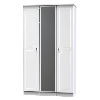 Balmoral Tall Mirror Wardrobe White 3 Doors 2 Shelves 182cm