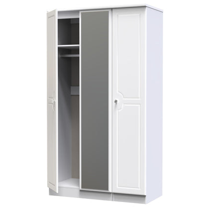Balmoral Tall Mirror Wardrobe White 3 Doors 2 Shelves 182cm