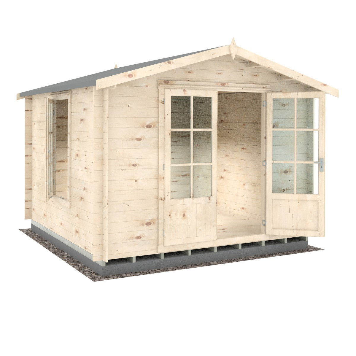 Shire Barnsdale 9' 9" x 9' 9" Apex Log Cabin - Premium 19mm Cladding Log Clad