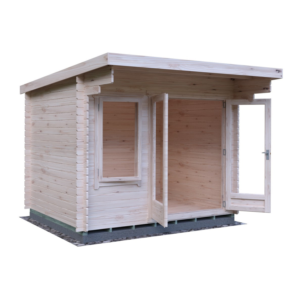 Shire Belgravia 7' 10" x 9' 9" Pent Log Cabin - Premium 28mm Cladding Tongue & Groove