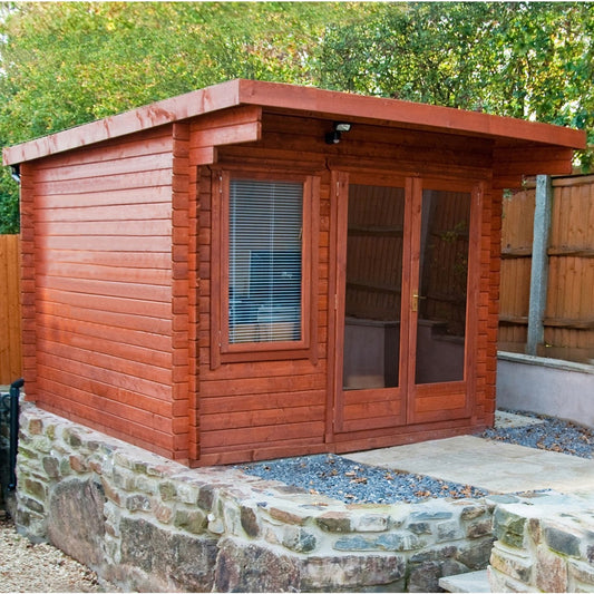 Shire Belgravia 9' 9" x 9' 9" Pent Log Cabin - Premium 34mm Cladding Tongue & Groove