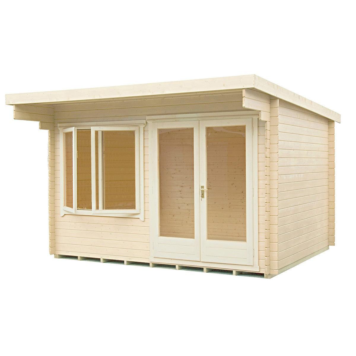Shire Belgravia 9' 9" x 11' 9" Pent Log Cabin - Premium 34mm Cladding Tongue & Groove