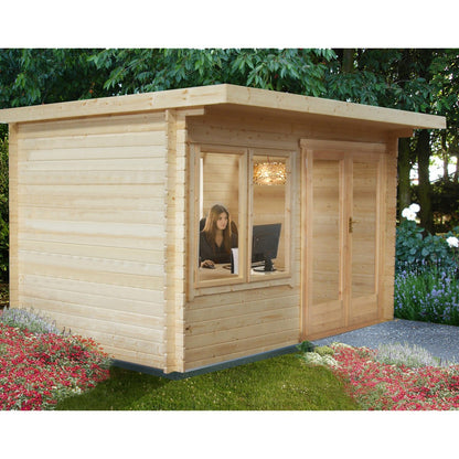 Shire Belgravia 9' 9" x 11' 9" Pent Log Cabin - Premium 34mm Cladding Tongue & Groove