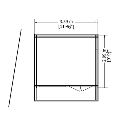 Shire Belgravia 9' 9" x 11' 9" Pent Log Cabin - Premium 44mm Cladding Tongue & Groove