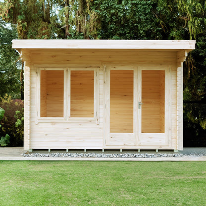 Shire Belgravia 7' 10" x 11' 9" Pent Log Cabin - Premium 70mm Cladding Tongue & Groove