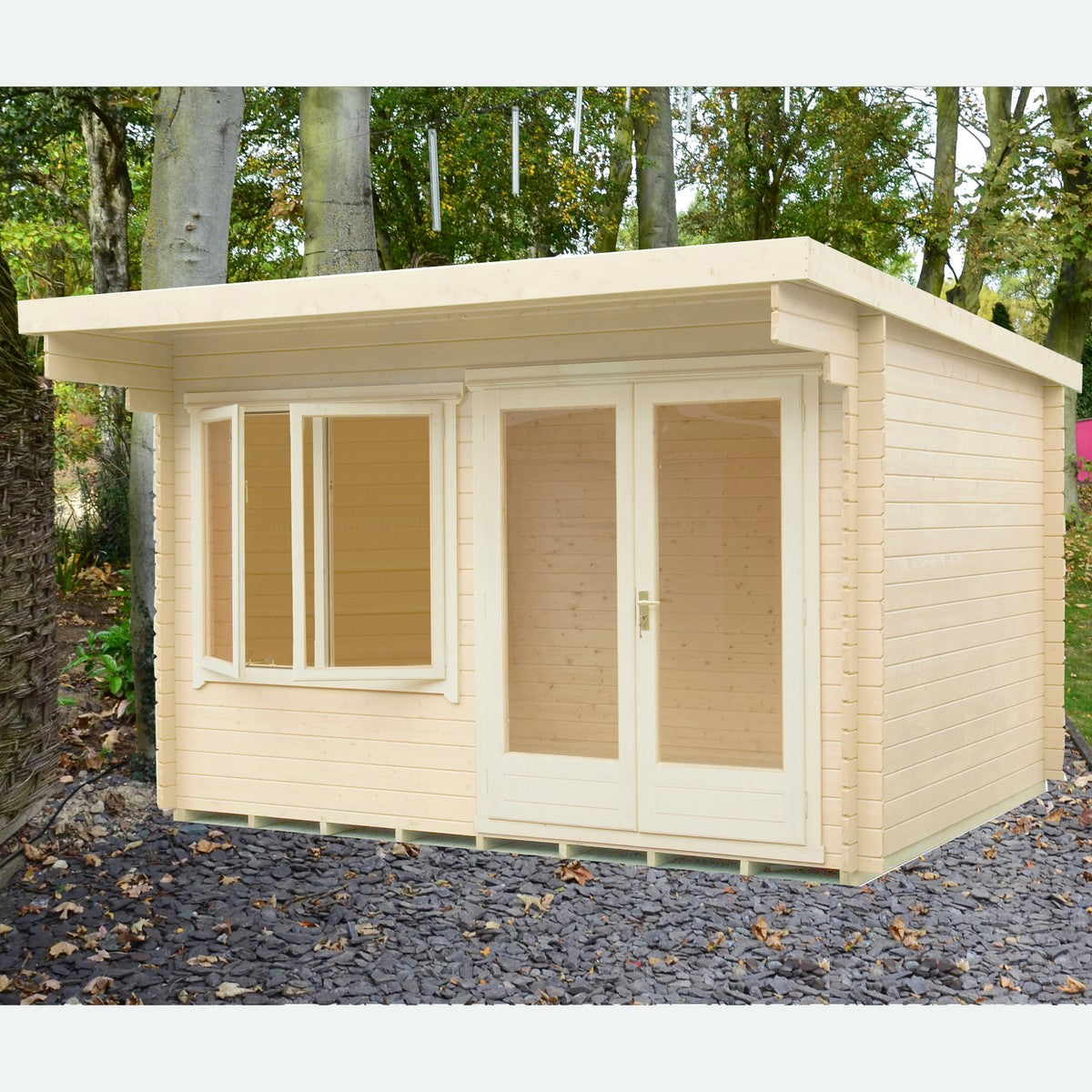 Shire Belgravia 11' 9" x 11' 9" Pent Log Cabin - Premium 44mm Cladding Tongue & Groove