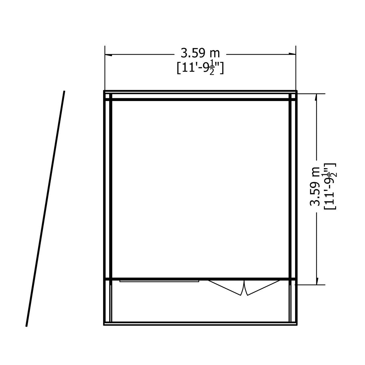 Shire Belgravia 11' 9" x 11' 9" Pent Log Cabin - Premium 34mm Cladding Tongue & Groove