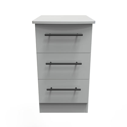 Beverley Bedside Table Grey 3 Drawers 70cm